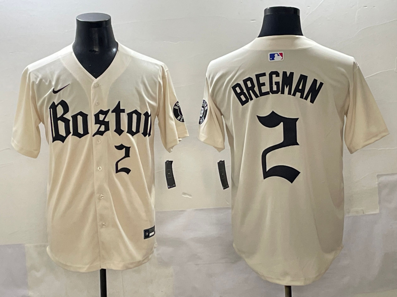 Men's Boston Red Sox Alex Bregman #2 Cream Jersey